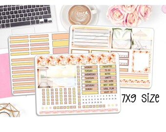NEW! 7x9 Dashboard Planner - Sunset Beach - Weekly Sticker Kit - Planner Stickers - DB-164