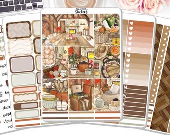 NEW! Planner Stickers - Cozy Cabin - Fall - Autumn - Weekly Sticker Kit - Sticker Kit - Stickers - DD-00627a-e