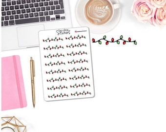 NEW! - Christmas Lights Red & Green - Christmas Border Decor - Christmas Stickers - Planner Stickers DD-00847C