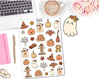 NEW! Halloween Clipart Stickers - Autumn - Fall - Spooky Season - Planner Stickers DD-00902E