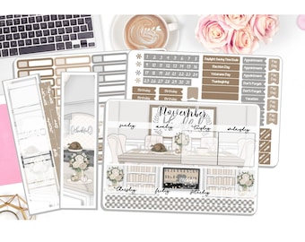 NEW! - Monthly November Sticker Kit - Thankful - November Monthly Kit  - Planner Stickers - 3 Pg Kit & 1 Sidebar  DD-00240