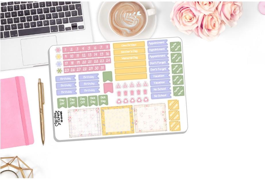 NEW! Monthly May Sticker Kit - Spring Folk - May Monthly Kit - Planner ...