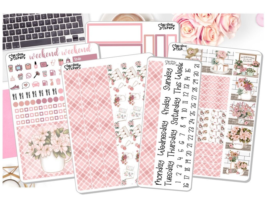 New 7x9 Daily Duo Weekly Kit Flower Market Spring Summer Stickers ...