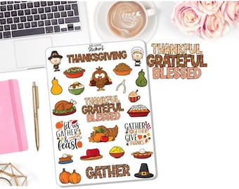 NEW! Thanksgiving Stickers - Journal Stickers - Journaling - Thankful - Planner Stickers DD-00433Thanksgiving