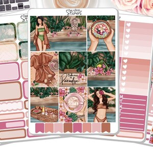 Kit d'autocollants hebdomadaires - Emmenez-moi au paradis - Escapade estivale - Stickers pour agenda - Stickers DD-00500a-e