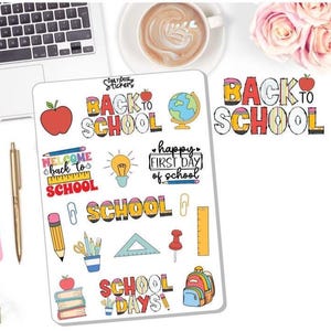 NOUVEAU ! Stickers rentrée scolaire - Stickers pour carnets de notes - Journalisation - Stickers scolaires - Stickers agenda DD-00433School