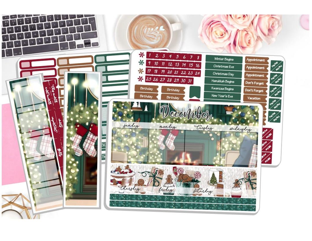 NEW! - Monthly December Sticker Kit- Gingerbread - Christmas - Planner ...