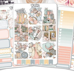 NEW! - Weekly Sticker Kit - Floral Cottage - Weekly Sticker Kit - Sticker Kit - Planner Stickers DD-00386a-e