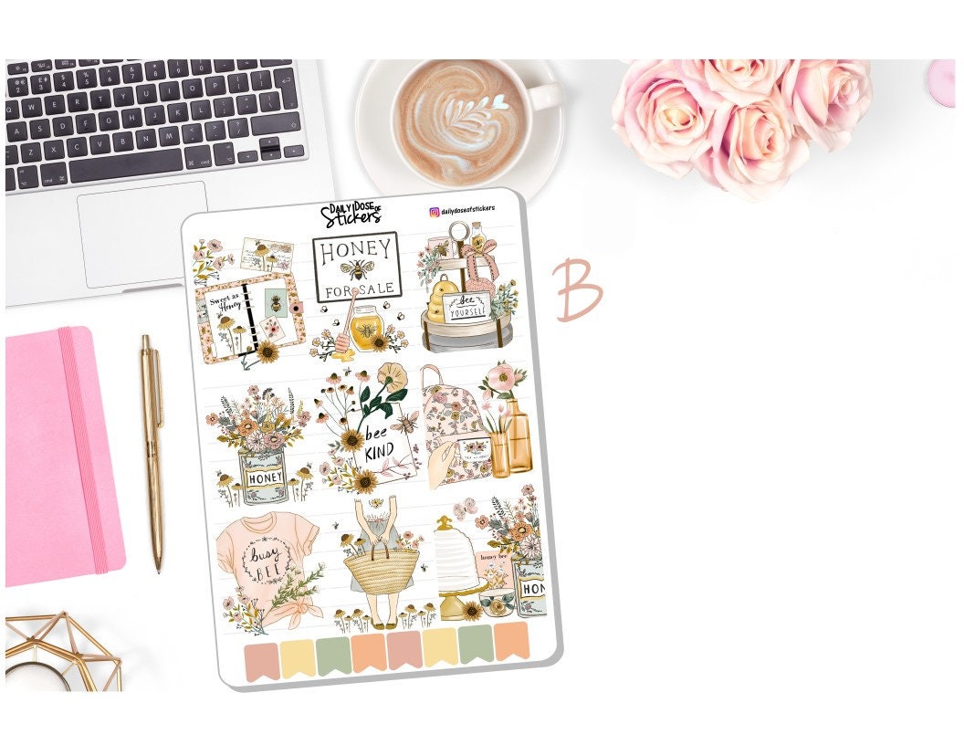 NEW! - Weekly Sticker Kit - Be Kind - Honey Bee - Planner Stickers Dd ...