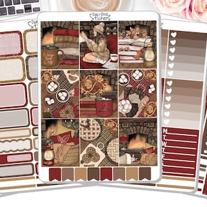 NEW! - Weekly Sticker Kit - Warm by the Fire - Stickers - Planner Stickers - Stickers DD-01015a-e