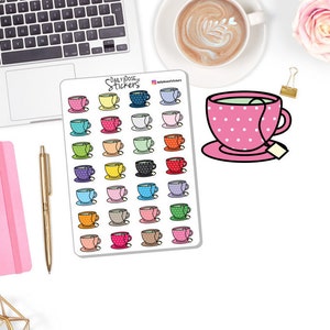 NEW! Tea Cup Icons - Tea - Tea Cup and Saucer Icon - Planner Stickers DD-00300