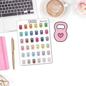 NEW! Kettle Weight Icon Stickers - Hand Weight Icon - Exercise - Workout - Planner Stickers DD-00117