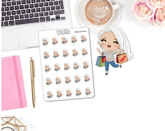 NEW! Shopping Character Stickers - Happy Shopper - Madison - Planner Girl Stickers - Planner Stickers DD-00506C