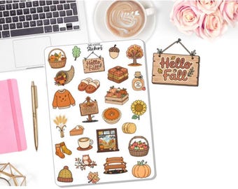 NEW! Fall Clipart Stickers - Autumn - Cozy Vibes - Planner Stickers DD-00235D