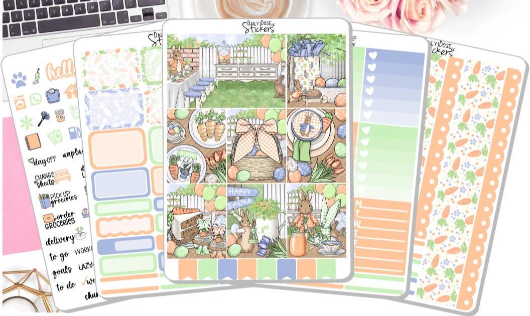 NEW! Planner Stickers - Easter Bunny Party - Easter Stickers - Weekly ...