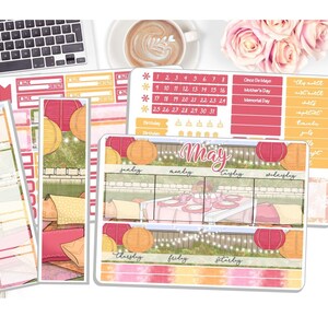 Kit mensuel d'autocollants de mai - Fête des Mères - Mai 2022 Kit mensuel - Stickers pour agenda - Kit de 3 pages et 1 kit de notes pour tableau de bord DD-00272