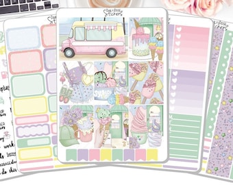 NEW! - Weekly Sticker Kit - Ice Cream - Summer Stickers - Planner Stickers - Stickers DD-00957a-e