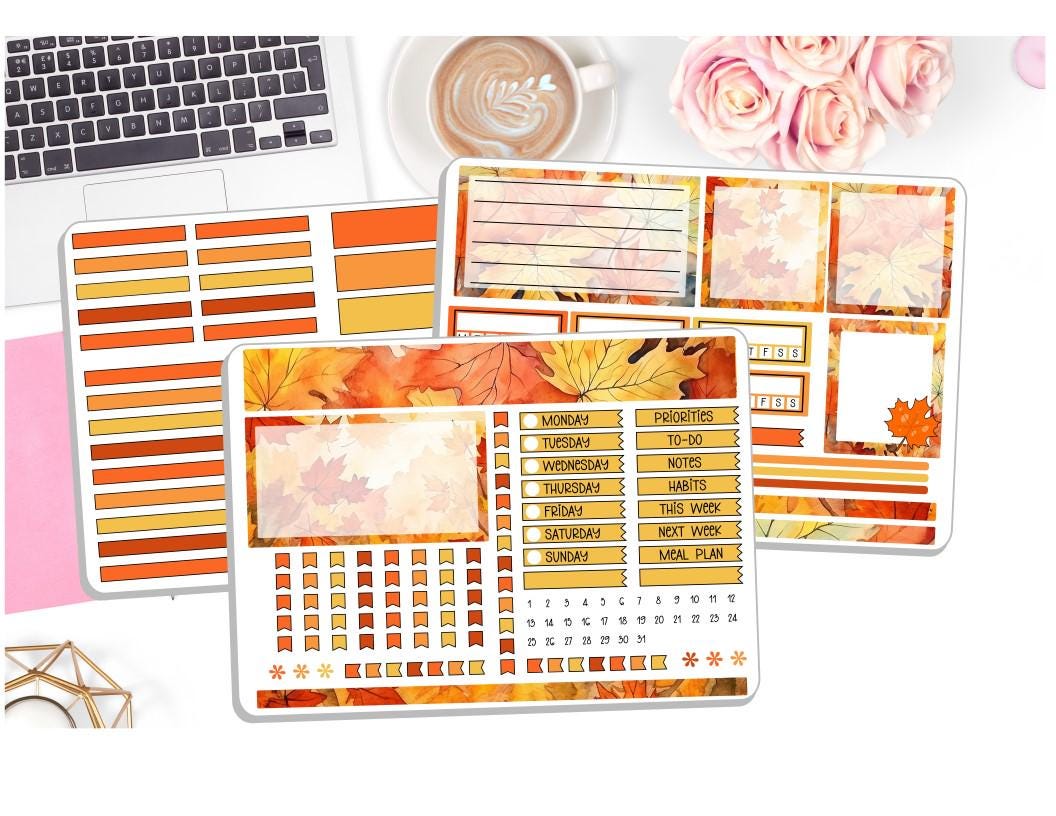 NEW! Dashboard Planner - Falling Leaves - Fall - Weekly Sticker Kit ...