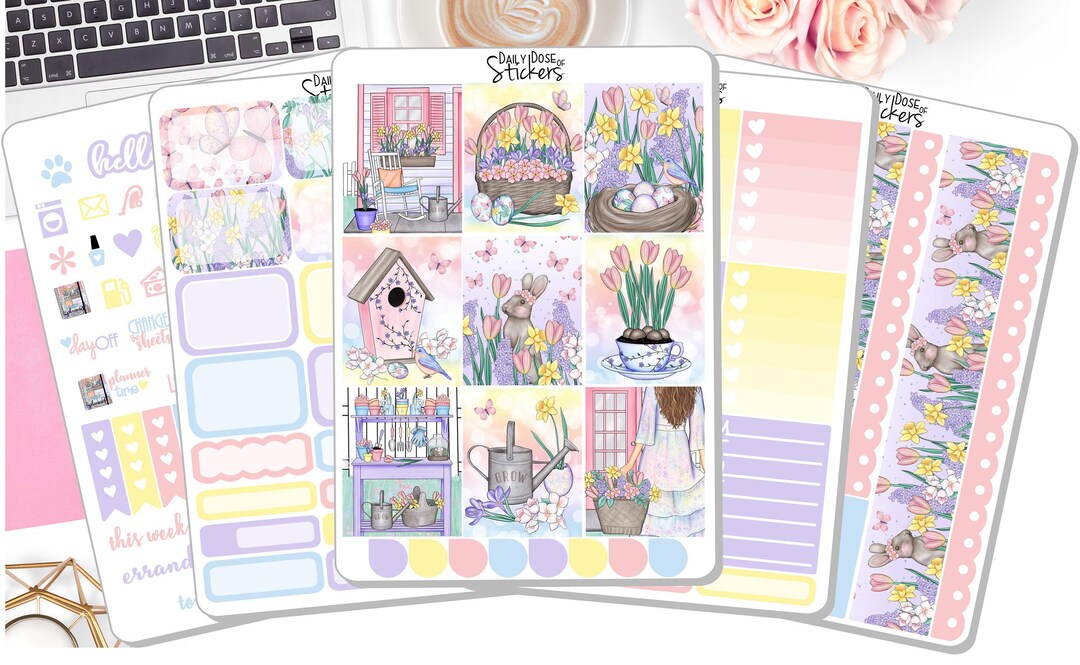 NEW! - Weekly Sticker Kit - Easter Garden - Easter Spring Sticker Kit ...