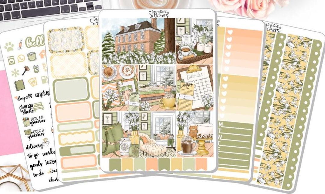 NEW! - Weekly Sticker Kit - Snow Drops - Winter - Sticker Kit - Planner ...