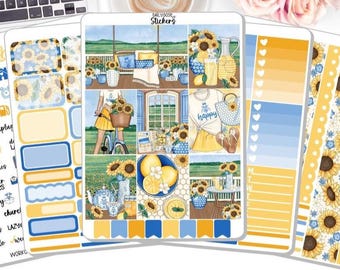 NEW! Planner Stickers - Sunshine & Sunflowers - Summer - Weekly Sticker Kit - Stickers - Sticker Kits - Stickers DD-00885