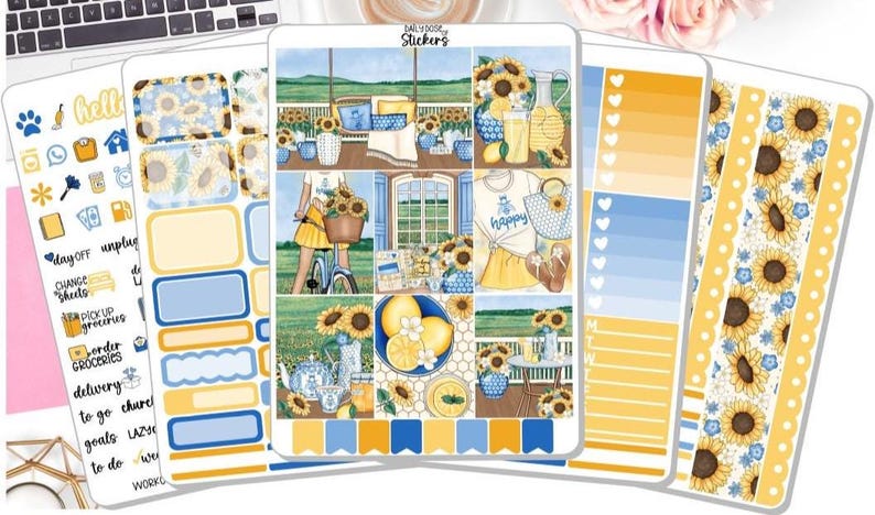 NEW! Planner Stickers - Sunshine & Sunflowers - Summer - Weekly Sticker ...