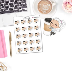 NEW! Coffee Character Stickers - Hugging Coffee Cup - Madison - Planner Girl Stickers - Planner Stickers DD-00224A
