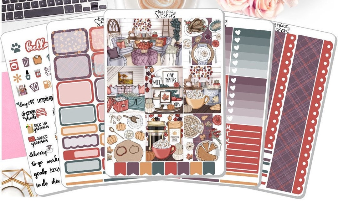 NEW! - Thanksgiving Weekly Sticker Kit - Crisp - Thanksgiving Stickers ...