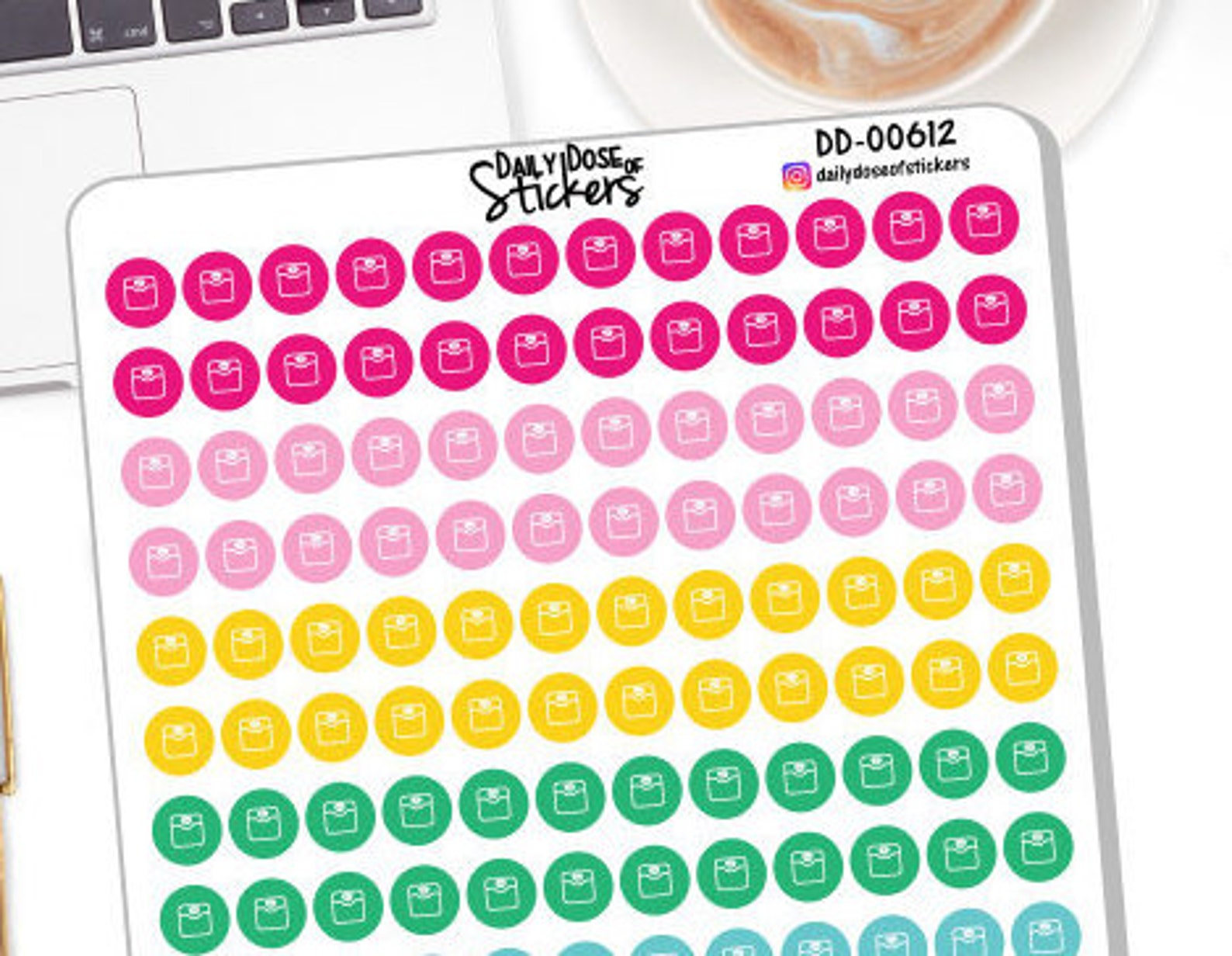 NEW! - Colorful Scale/weigh in Round Icons - Planner Stickers - Emily ...