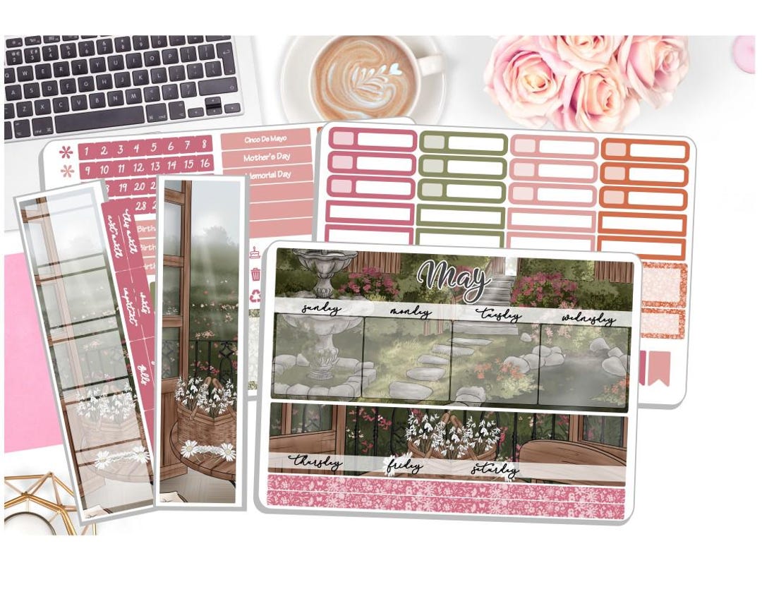 NEW! Monthly May Sticker Kit - in Bloom - May Monthly Kit - Planner ...