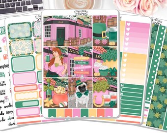 NEW! Weekly Sticker Kit - Irish Pub - St Patrick's Day Stickers - Sticker Kit - Planner Stickers - Stickers DD-00493a-e
