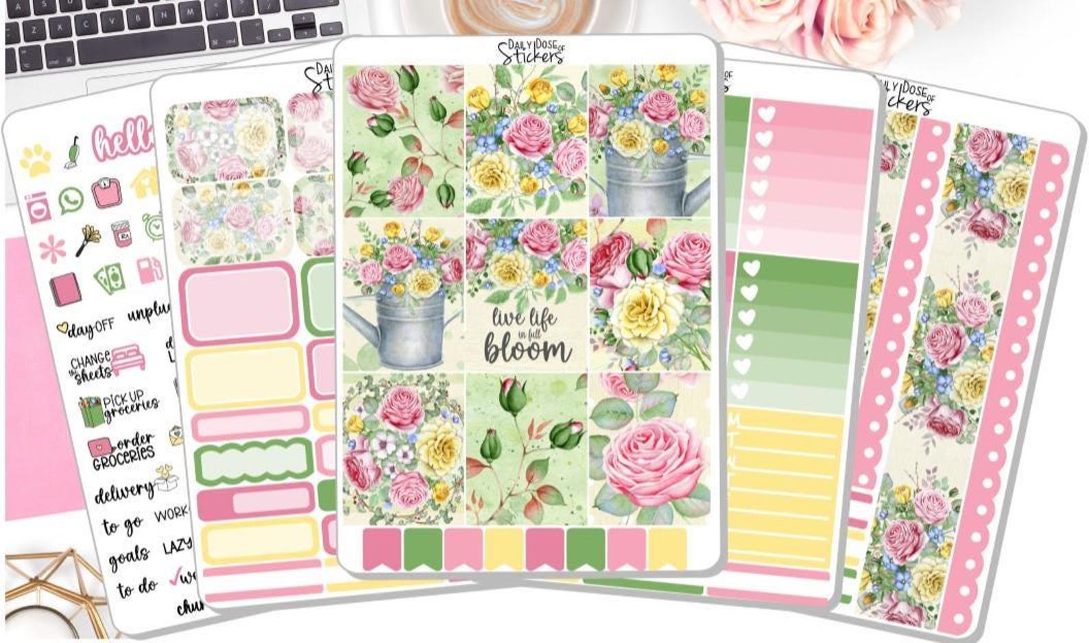 NEW! Planner Stickers - Floral Sticker Kit - Live Life in Full Bloom ...