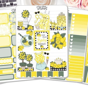 NEW! - Lemon Sticker Kit - Easy Peasy Lemon Squeezy - Weekly Sticker Kit - Sticker Kit - Al a Carte - Planner Stickers DD-00343a-e