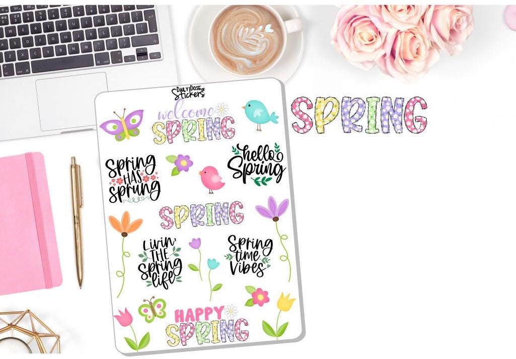 Spring Lettering Stickers NEW! Spring Stickers - Journal Stickers - Journaling - Spring - Planner ...