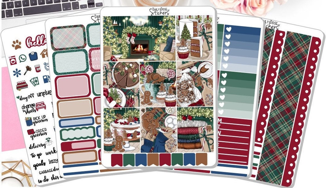 NEW! - Christmas Weekly Sticker Kit - Gingerbread - Christmas Stickers ...