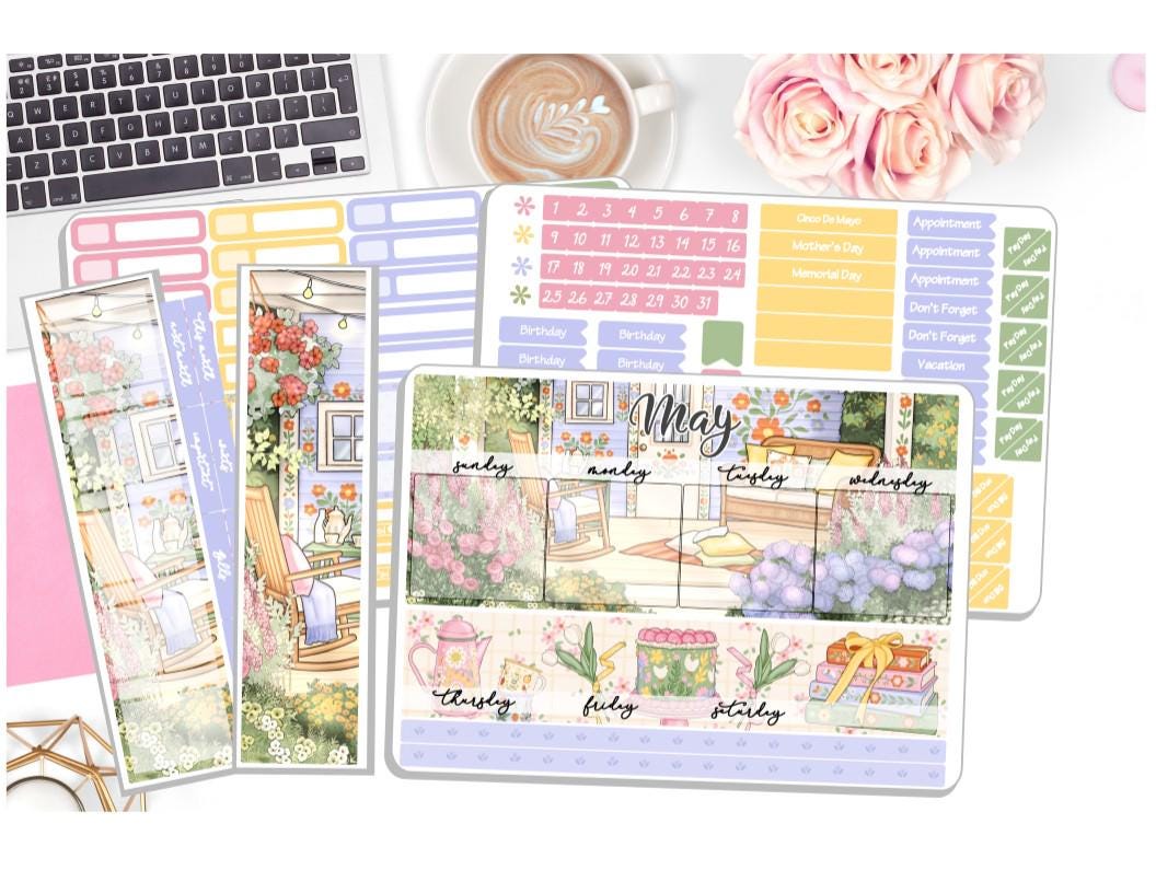 NEW! Monthly May Sticker Kit - Spring Folk - May Monthly Kit - Planner ...