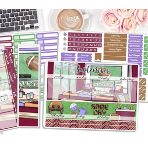 September Monthly Sticker Kit - Game Day - Football Monthly Kit  - Planner Stickers - 3 Pg Kit & 1 Sidebar - Notes Kit Dashboard  DD-00679