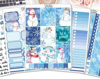 NEW! - Winter Sticker Kit - Snowmen - Winter - Snowmen Stickers - Weekly Sticker Kit - Planner Stickers DD-00259