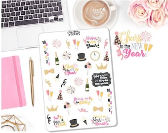 NEW! - New Year's Clipart & Quotes Decor - Journaling Stickers Decor Stickers- Planner Stickers DD-00251