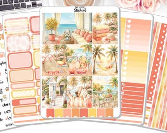 NEW! - Planner Sticker Kit - Tropical - Summer - Watercolors - Planner Stickers - Stickers DD-00092a-e
