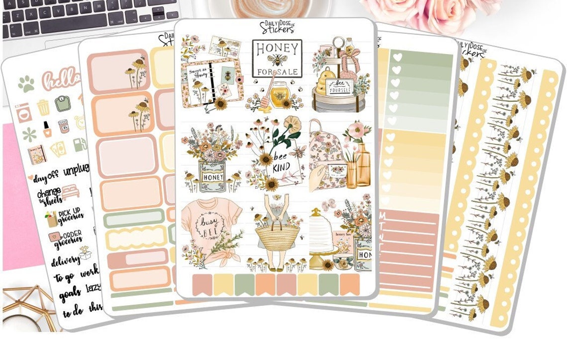 NEW! - Weekly Sticker Kit - Be Kind - Honey Bee - Planner Stickers Dd ...