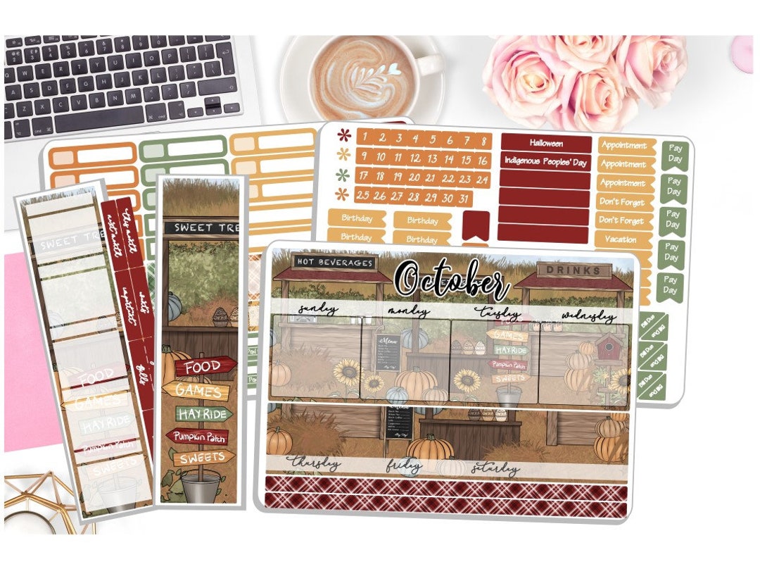 Monthly October Sticker Kit - Fall Fairground - October Monthly Kit ...