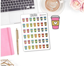 Stickers icônes tasse à café - Stickers tasse à café - chocolat chaud - cacao chaud - agenda Stickers DD-00115