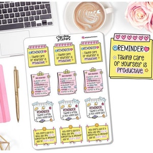 NOUVEAU ! Stickers pense-bête quotidien - Soins personnels - Amour de soi - Parler de soi positif - Planificateur d'autocollants DD-00515A