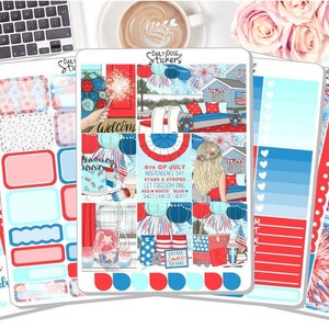 NEW! - 4th of July Weekly Sticker Kit - Independence Day -  Sticker Kit - Planner Stickers DD-00735a-e