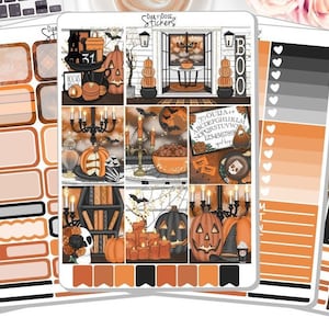 NEW! - Halloween Day Weekly Sticker Kit - Halloween Stickers - Sticker Kit - Planner Stickers DD-00826a-e