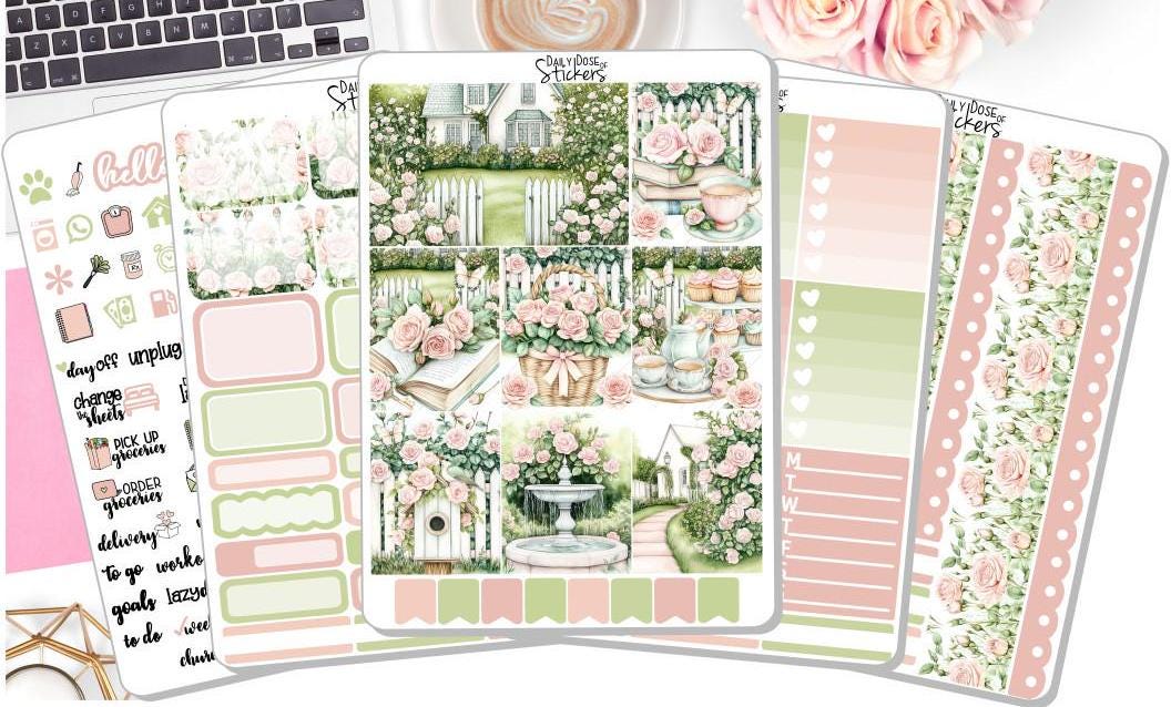 NEW! Weekly Sticker Kit - Flower Garden - Floral Watercolor Sticker Kit ...