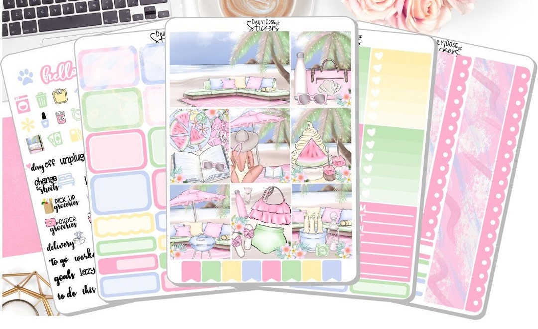 NEW! - Weekly Sticker Kit - Beach Days - Summer Stickers - Weekly ...