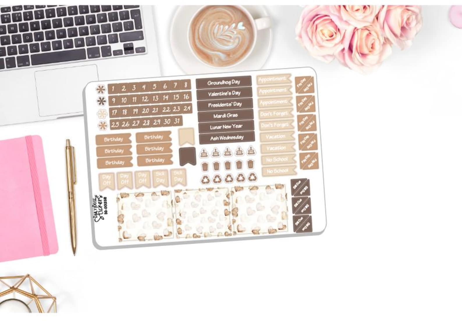 NEW! Monthly February Sticker Kit - Love Cottage - Monthly Kit- Planner ...