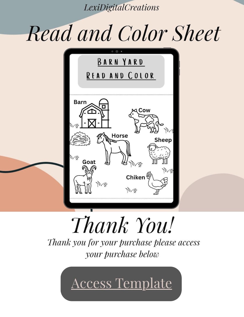 Barn Yard Read and Color Worksheet - Etsy